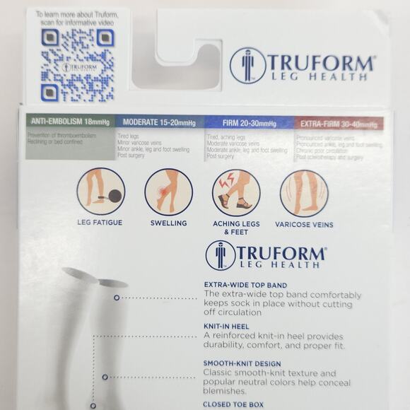 TRUFORM Anti-Embolism Below Knee Compression Stockings L Men Women White 18mmHg - Picture 5 of 6